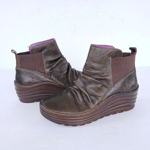 Bionica Leather Wedge Ankle Boots Size 6